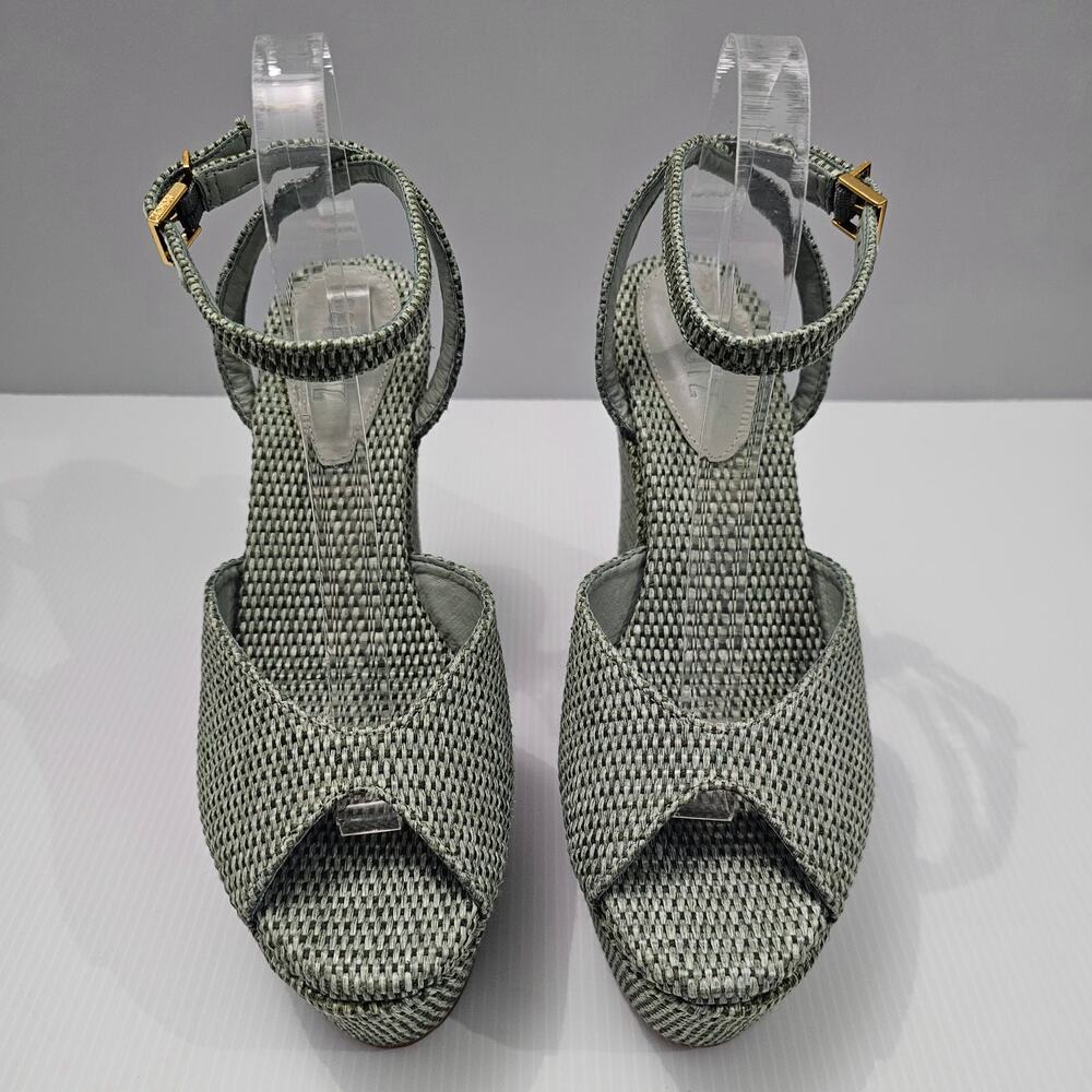 NEW Schutz Neith Straw Wedge Sandal Platform Green Raffia Size 9.5 - Picture 6 of 13